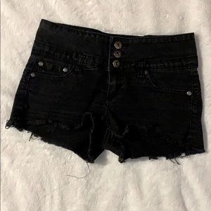 Black denim shorts